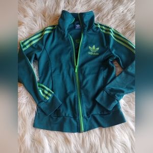 Green Adidas track jacket with floral lining